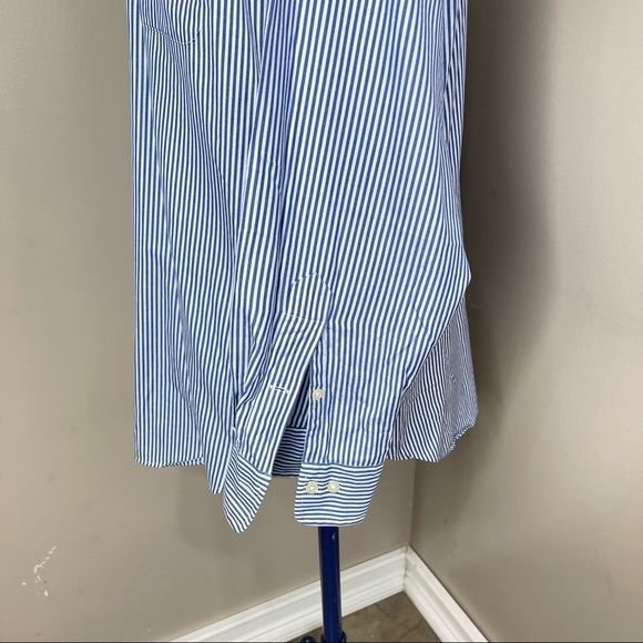 POLO Ralph Lauren Mens Blue Striped Button Down Dress Shirt Sz 17 (34-35) - Picture 11 of 16